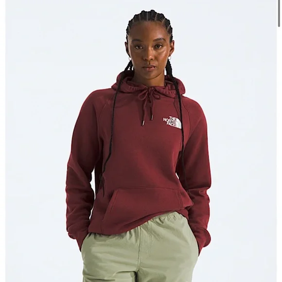 THE NORTH FACE NSE Box Graphic Burgundy Hoodie Sweatshirt Pullover Top - Picture 2 of 6